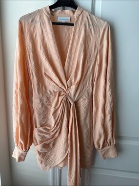 Significant other Textured Peach Twist-Front mini dress